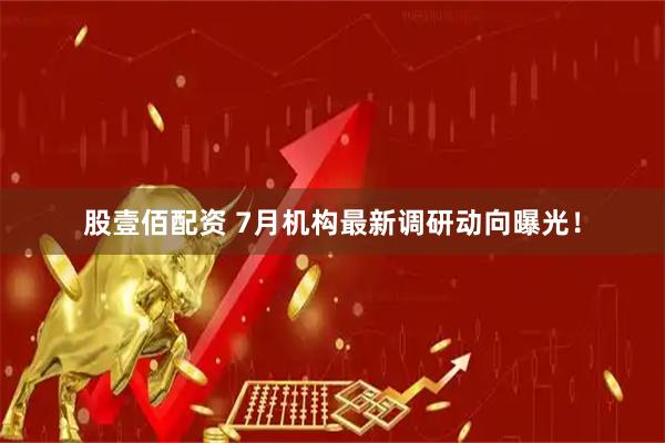 股壹佰配资 7月机构最新调研动向曝光！